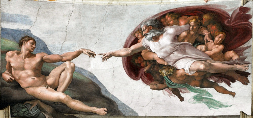مشهورترین نقاشی های جهان 9 آفرینش آدم اثر میکل آنژ 