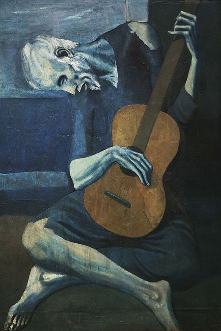 مشهورترین نقاشی های جهان 19 گیتارنواز پیر اثر پابلو پیکاسو